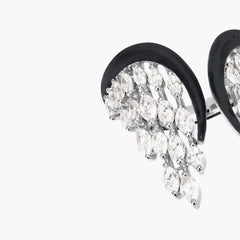 Kamyen Black Enamel Diamond Angel Wing Ring