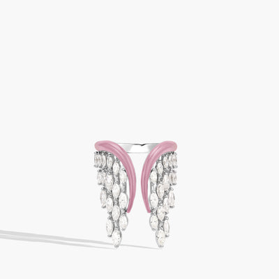 Kamyen Pink Enamel Diamond Angel Wing Ring - Kamyen product