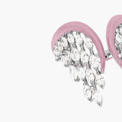 Kamyen Pink Enamel Diamond Angel Wing Ring