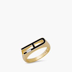 Helena Rose Black Enamel Initial Ring