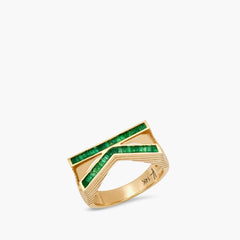 Helena Rose Grandsize Emerald Encrusted Initial Ring