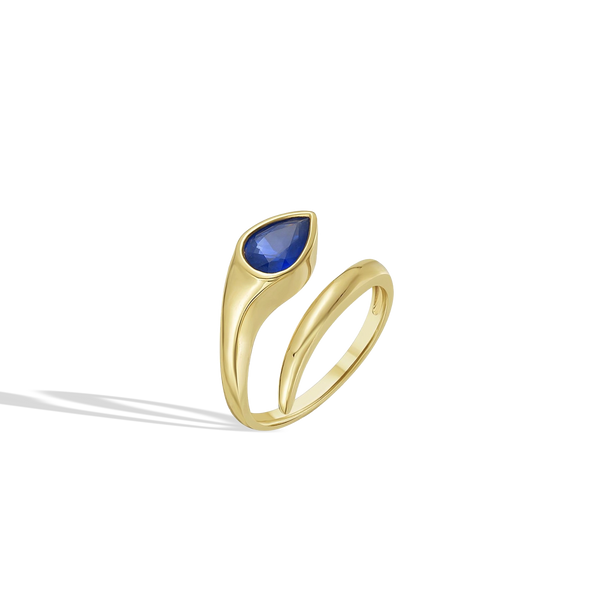Blue Sapphire Pear Snake Ring