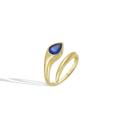 Blue Sapphire Pear Snake Ring - Private Label product