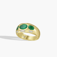 Three Stone Emerald and Diamond Band