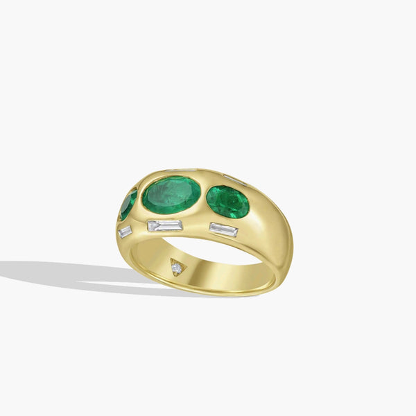 Three Stone Emerald and Diamond Band