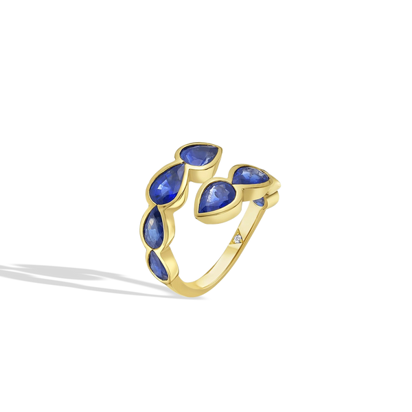 Pear-Shaped Blue Sapphire Bypass Ring