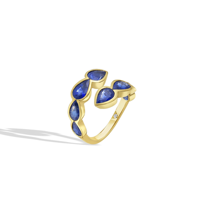 Pear-Shaped Blue Sapphire Bypass Ring - Private Label product