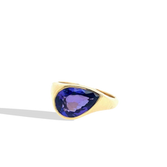 Tanzanite Pear-Shaped Slanted Ring