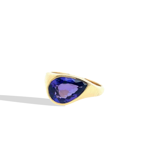 Tanzanite Pear-Shaped Slanted Ring