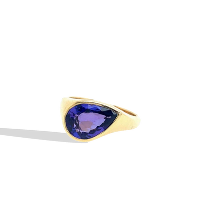Tanzanite Pear-Shaped Slanted Ring - Private Label product
