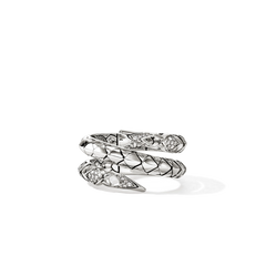 John Hardy Naga Diamond Pavé Double Row Ring