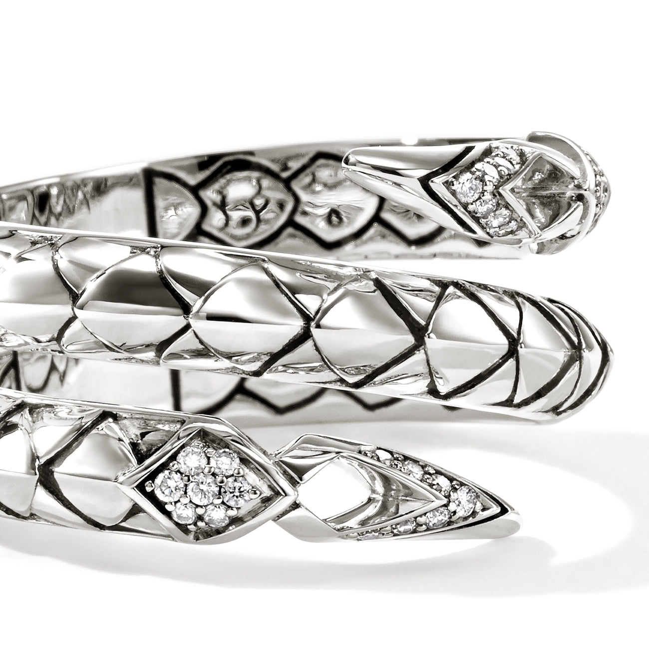 John Hardy Naga Diamond Pavé Double Row Ring