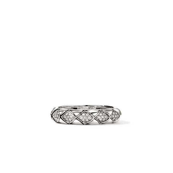John Hardy Naga Silver Diamond Pavé 4.5mm Band Ring
