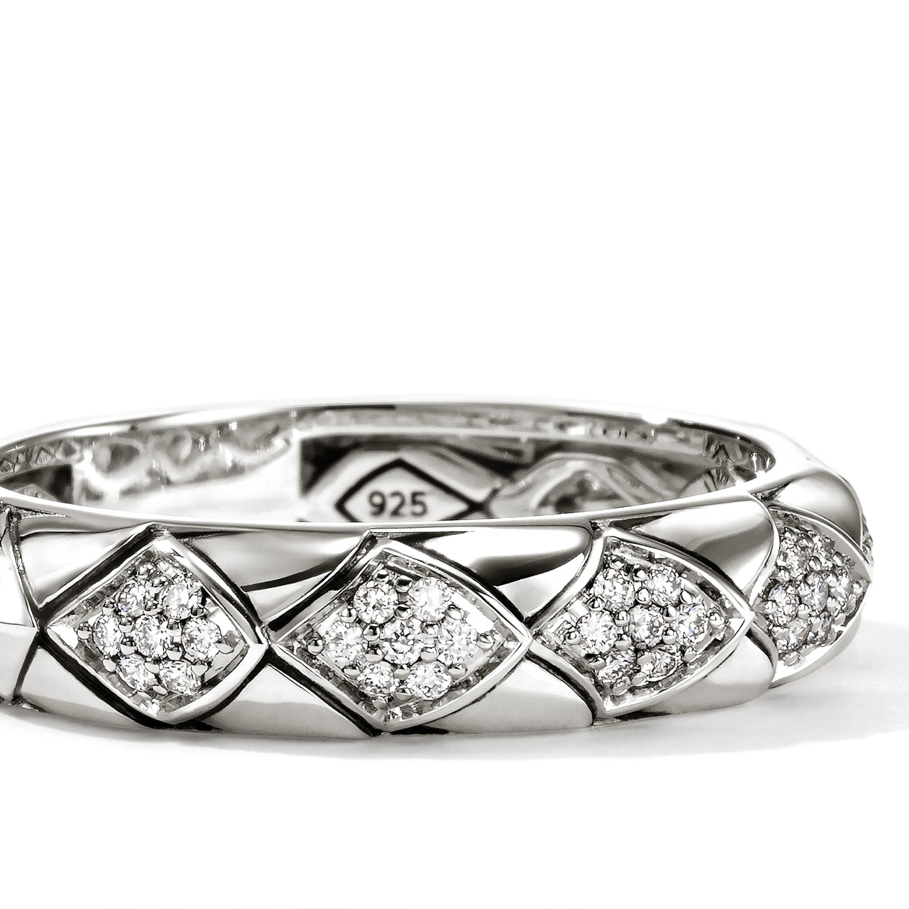 John Hardy Naga Silver Diamond Pavé 4.5mm Band Ring