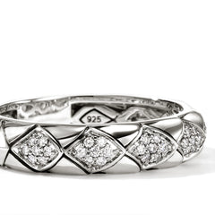 John Hardy Naga Silver Diamond Pavé 4.5mm Band Ring