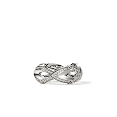 John Hardy Naga Silver Diamond Pavé 8.5mm Band Ring