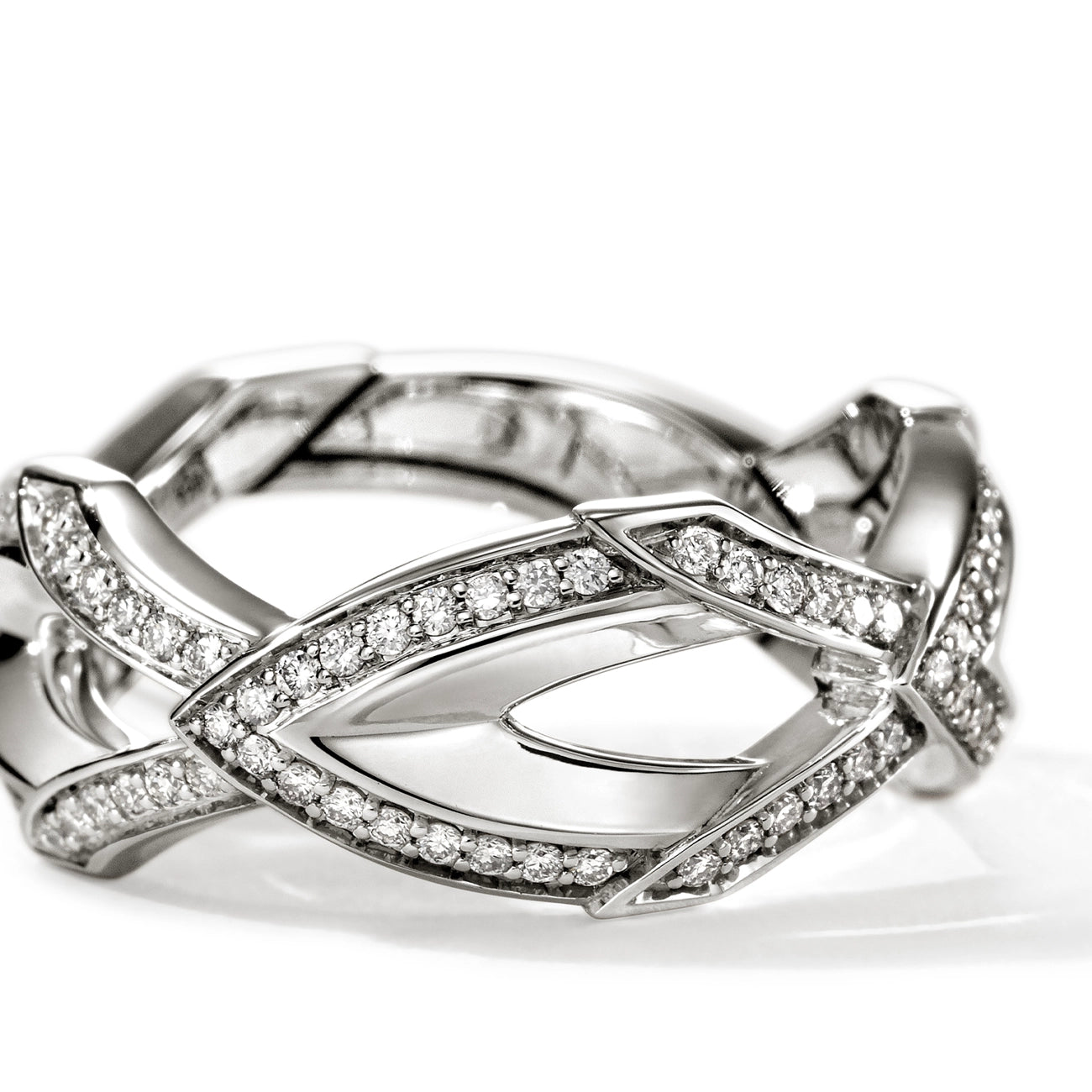John Hardy Naga Silver Diamond Pavé 8.5mm Band Ring