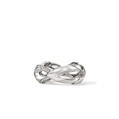 John Hardy Naga Silver Diamond Pavé 8.5mm Band Ring