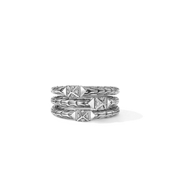 John Hardy Icon Stud Silver Triple Row Diamond Ring