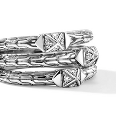 John Hardy Icon Stud Diamond Triple Row Ring