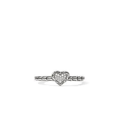 John Hardy Essentials Silver Diamond Heart Ring - John Hardy product