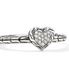 John Hardy Essentials Silver Diamond Heart Ring