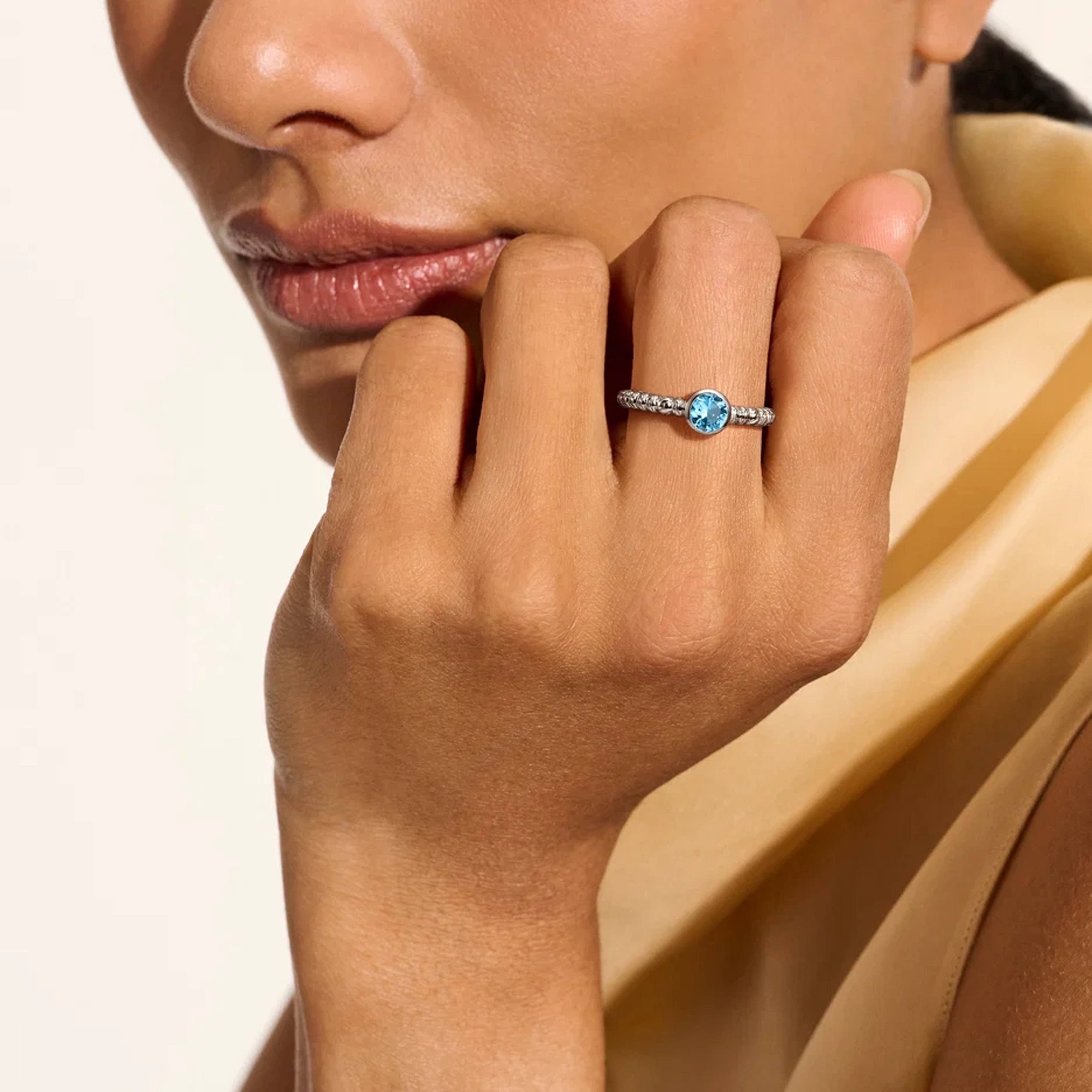 John Hardy Heishi Gem Swiss Blue Topaz Ring