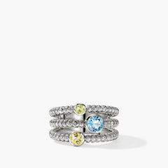 John Hardy Heishi Gemstone Three Band Ring