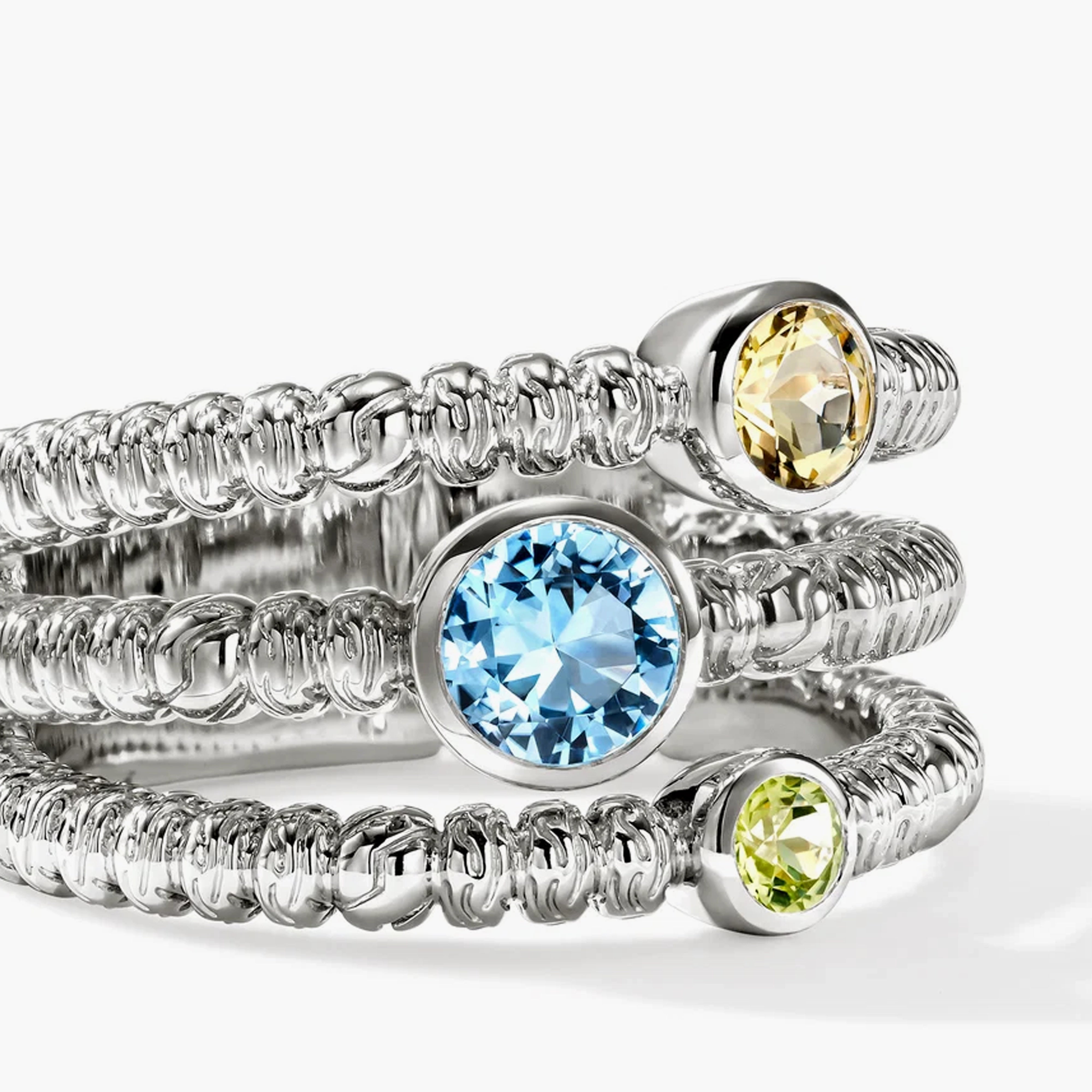 John Hardy Heishi Gemstone Three Band Ring