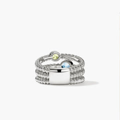 John Hardy Heishi Gemstone Three Band Ring