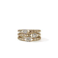 John Hardy Icon Stud Silver Triple Row Diamond Ring