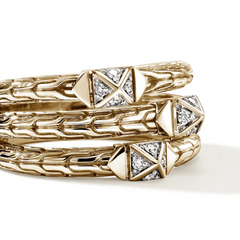 John Hardy Icon Stud Gold Diamond Triple Row Ring