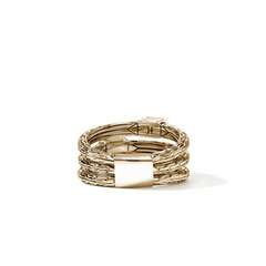 John Hardy Icon Stud Gold Diamond Triple Row Ring