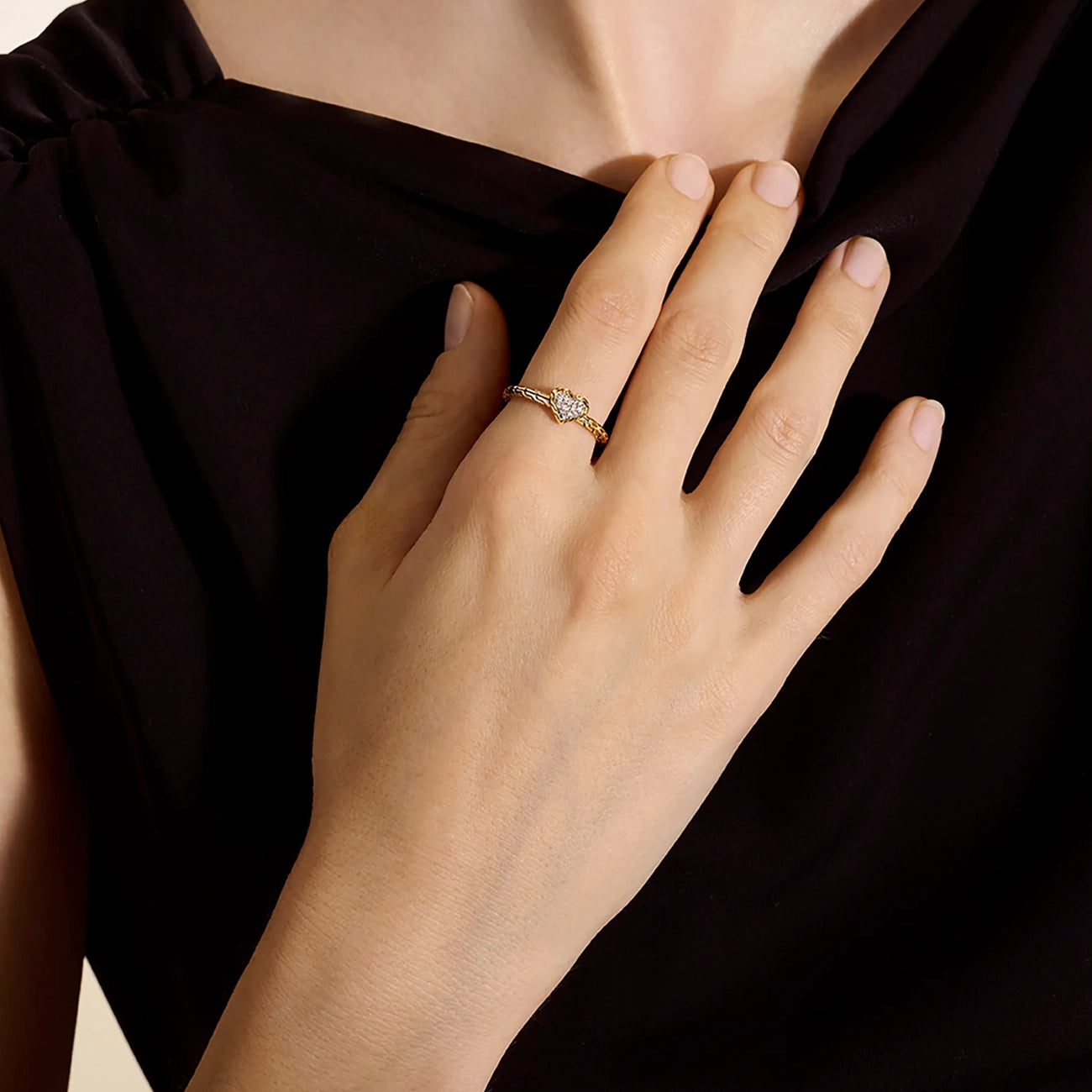John Hardy Essentials Gold Diamond Heart Ring