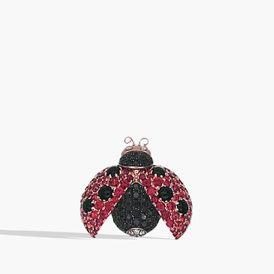 Sapphire and Diamond Ladybug Ring with Articulated Wings - Private Label product
