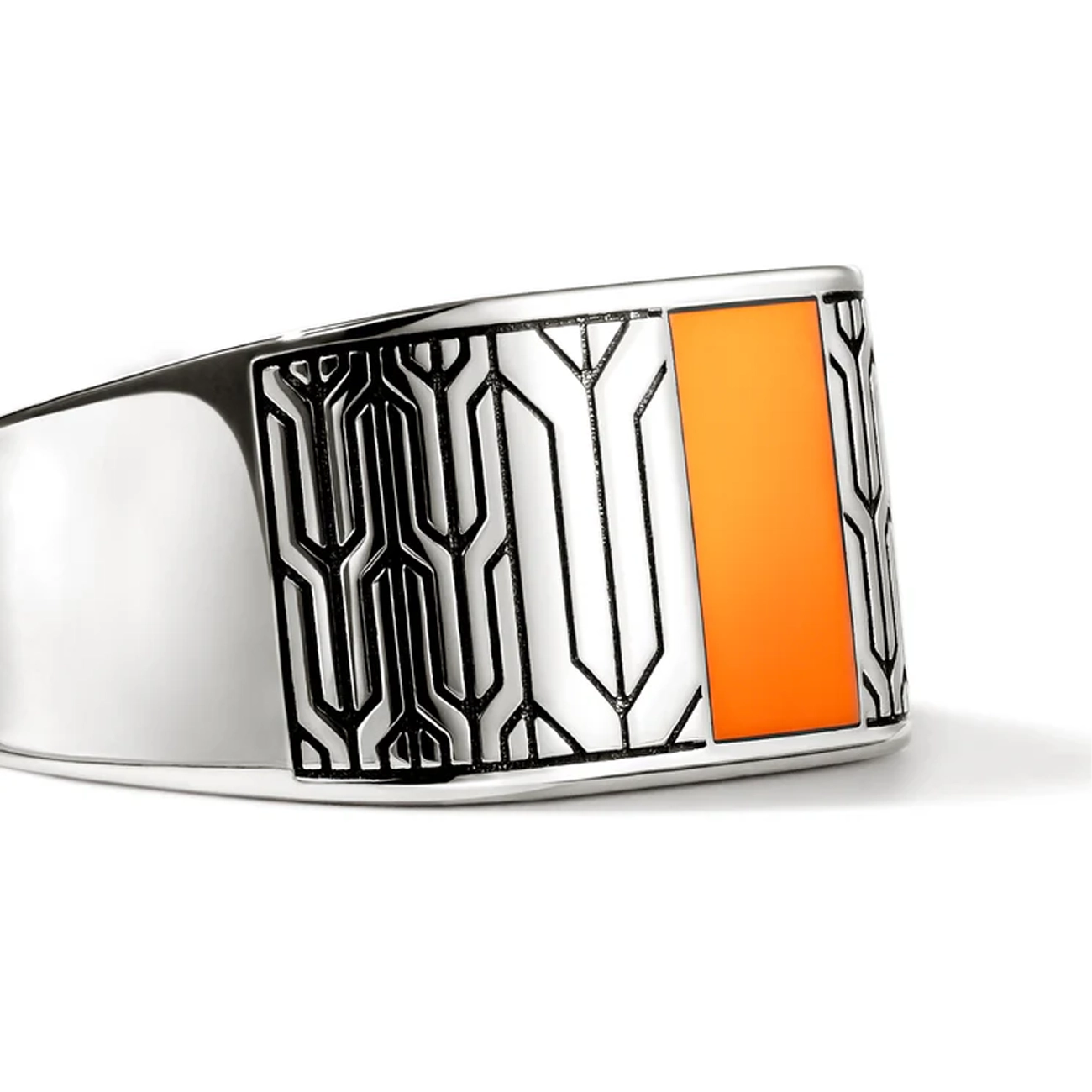 John Hardy Icon 50 Orange Enamel Signet Ring