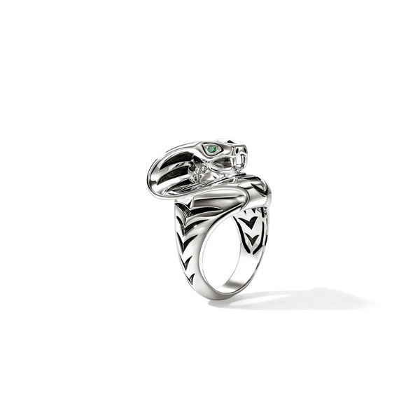 John Hardy Legends Silver Tsavorite Cobra Ring | RMS603821TS