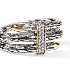 John Hardy Spear Two Tone Diamond Double Wrap Ring