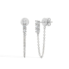 Single Diamond Chain Drop Earring