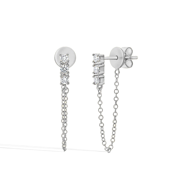 Single Diamond Chain Drop Earring