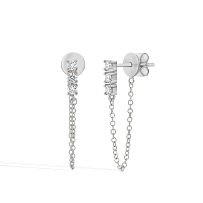Single Diamond Chain Drop Earring - Private Label product