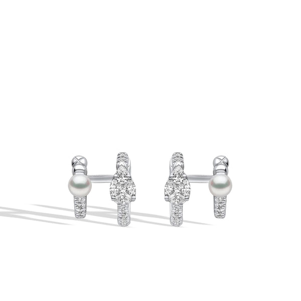Yoko London Baby Glitz Akoya Pearl Double Hoop Earrings