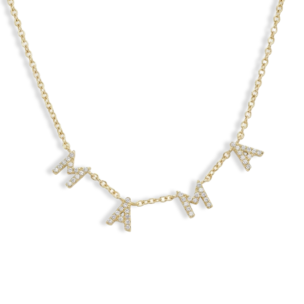 Diamond Pavé Mama Pendant Necklace
