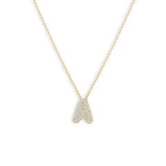 Diamond Pavé Bubble Letter Initial Pendant Necklace
