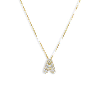 Diamond Pavé Bubble Letter Initial Pendant Necklace - J.R.DUNN product