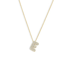 Diamond Pavé Bubble Letter Initial Pendant Necklace
