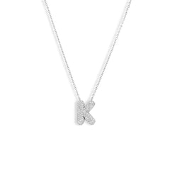 Diamond Pavé Bubble Letter Initial Pendant Necklace