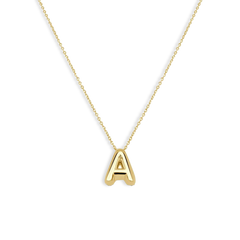 Bubble Letter Initial Pendant Necklace