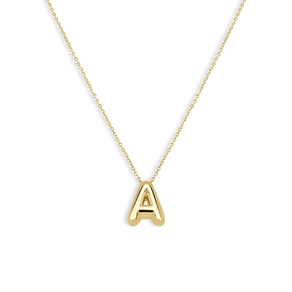 Bubble Letter Initial Pendant Necklace
