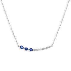 Blue Sapphire and Diamond Bar Necklace